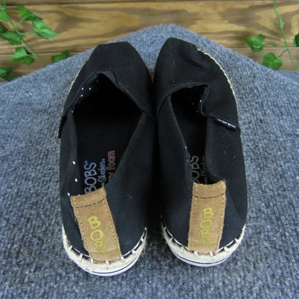 Bobs By Skechers Women's  Espadrille Black Fabric Sz 6.5 Medium Gently Used 2025